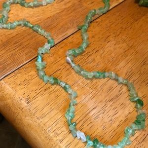 Green emerald stone long necklace